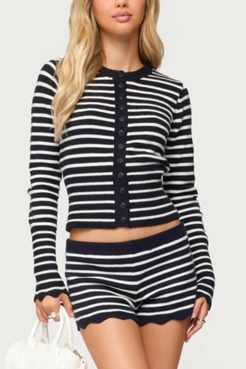 Edikted Soren Contrast Striped Knit Cardigan