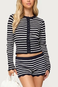 Edikted Soren Contrast Striped Knit Cardigan