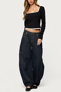 Edikted Ksenia Contrast Layered Square Neck Top