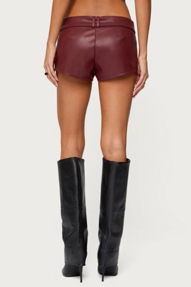 Edikted Alba Faux Leather Shorts