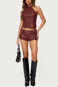 Edikted Alba Faux Leather Shorts