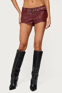 Edikted Alba Faux Leather Shorts