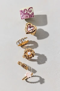 Floral Gem Eclectic Ring Set