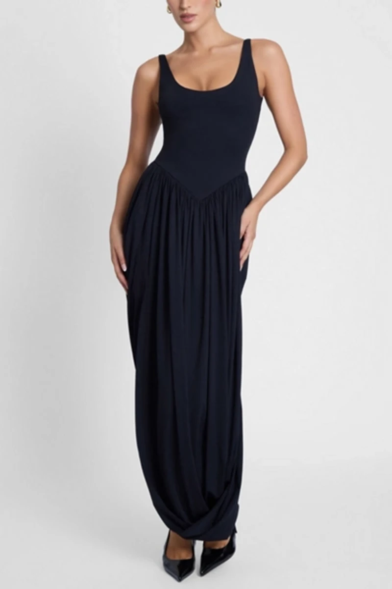 LEAU Dionysus Sculpt Drape Midi Dress