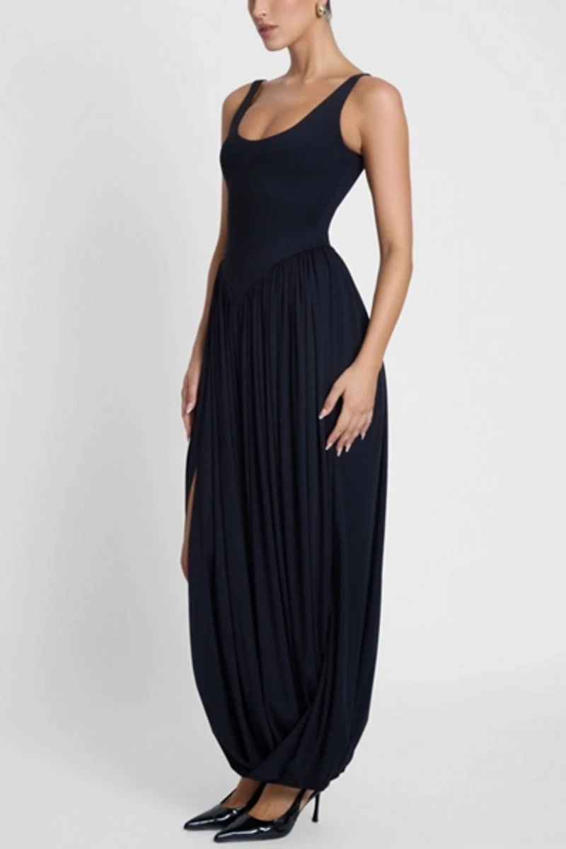 LEAU Dionysus Sculpt Drape Midi Dress