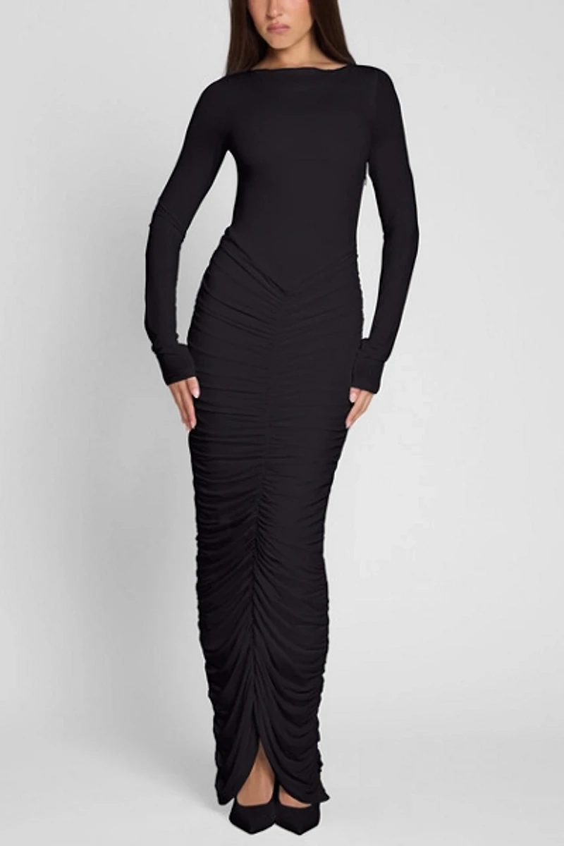 LEAU Rhea Ruche Maxi Dress