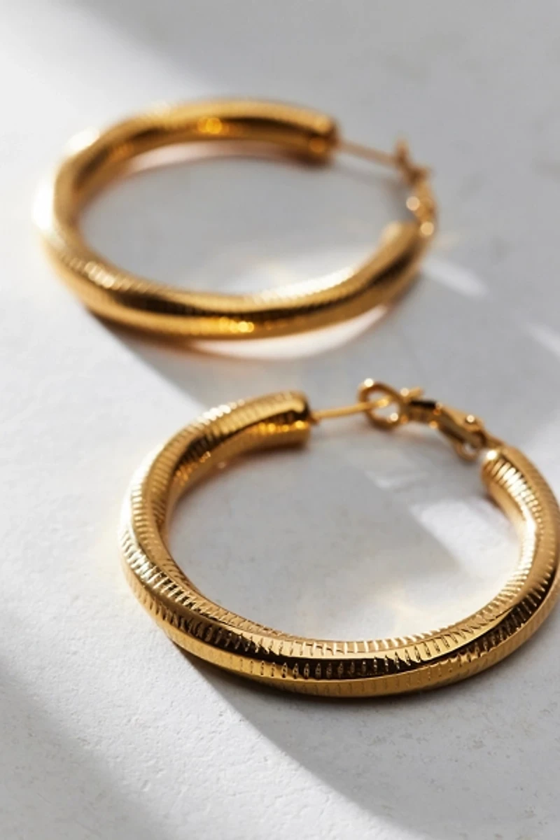 Waterproof Etched Hoop Earring