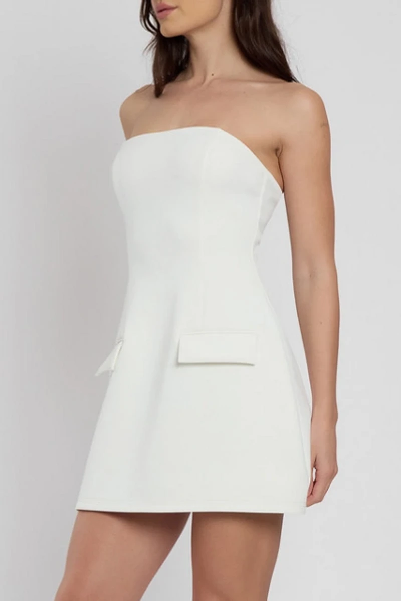 LEAU Solene Strapless Pocket Mini Dress
