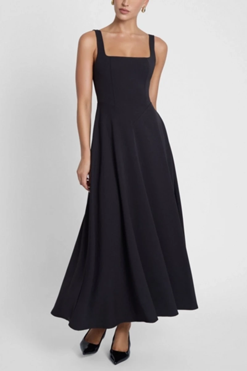 LEAU Serenity Square Neck Corset Midi Dress