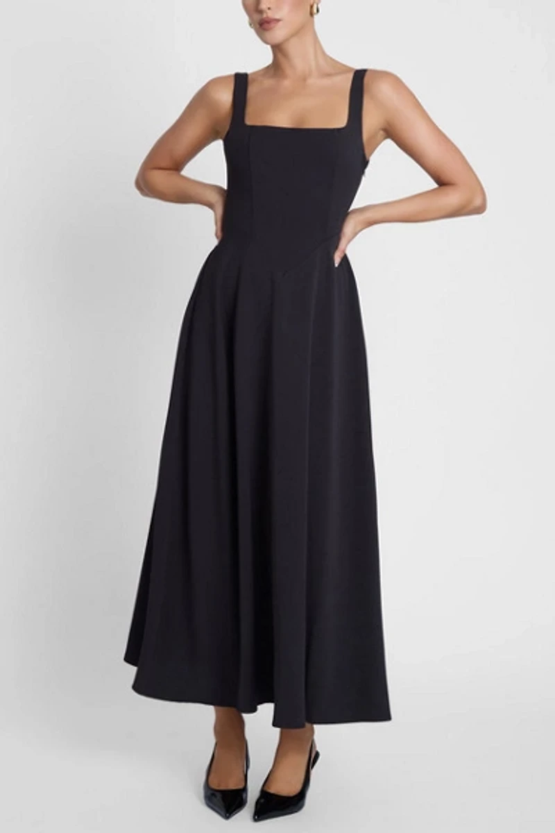 LEAU Serenity Square Neck Corset Midi Dress