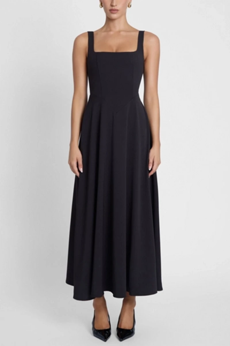 LEAU Serenity Square Neck Corset Midi Dress