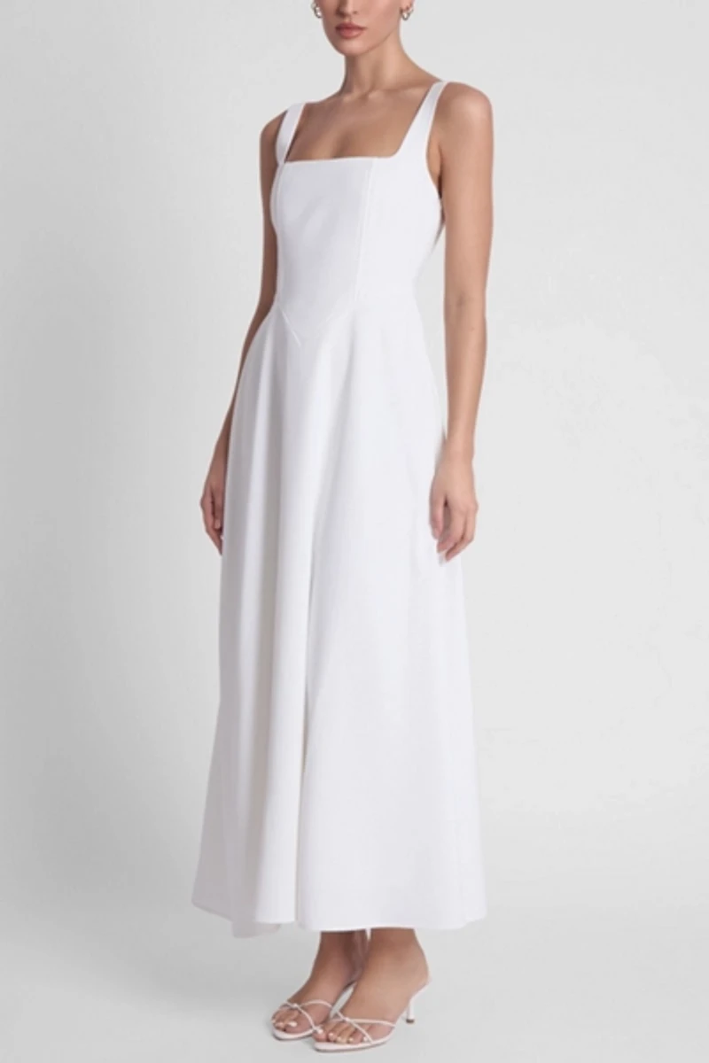 LEAU Serenity Square Neck Corset Midi Dress