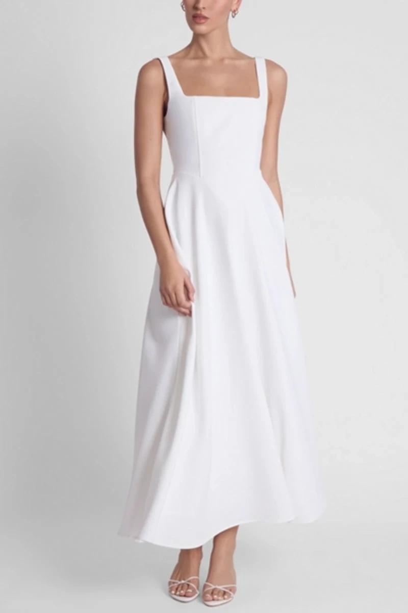 LEAU Serenity Square Neck Corset Midi Dress