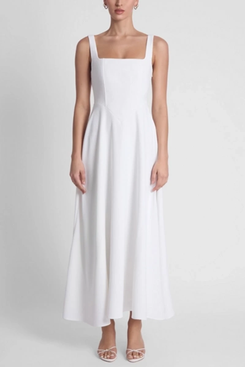 LEAU Serenity Square Neck Corset Midi Dress