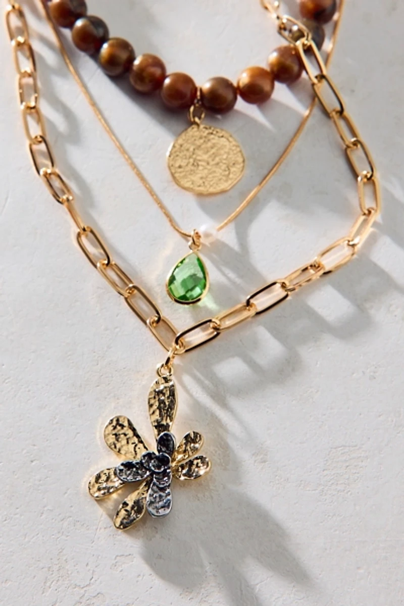 Bloom Flower Romantic Layered Necklace Set