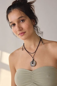 Court Pendant Corded Wrap Necklace