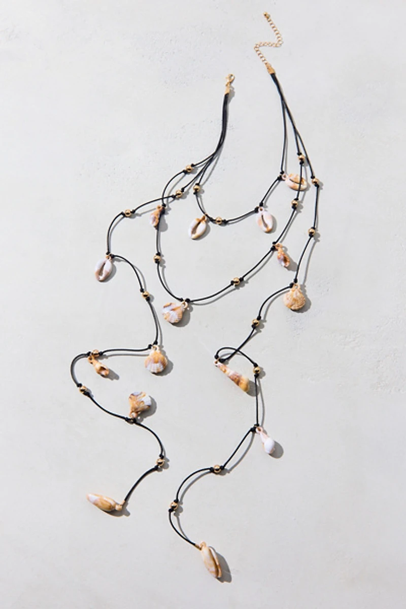 Capri Shell Corded Faux-Wrap Necklace