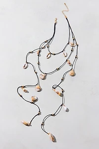 Capri Shell Corded Faux-Wrap Necklace