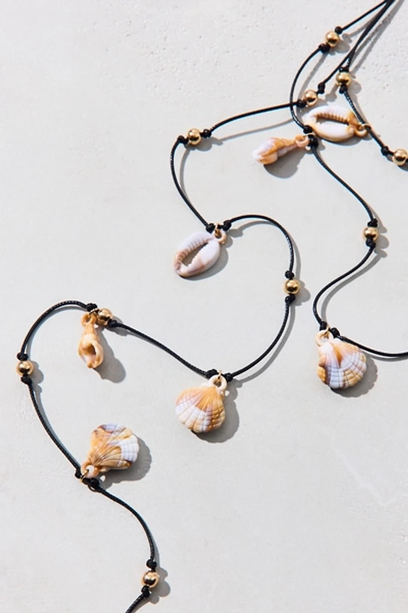 Capri Shell Corded Faux-Wrap Necklace