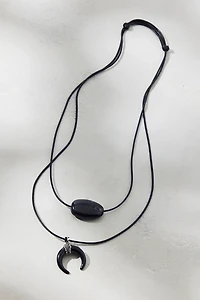 Crescent Pendant Corded Layered Necklace