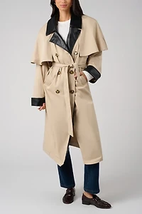 WeWoreWhat Vegan Leather Trim Trench Coat