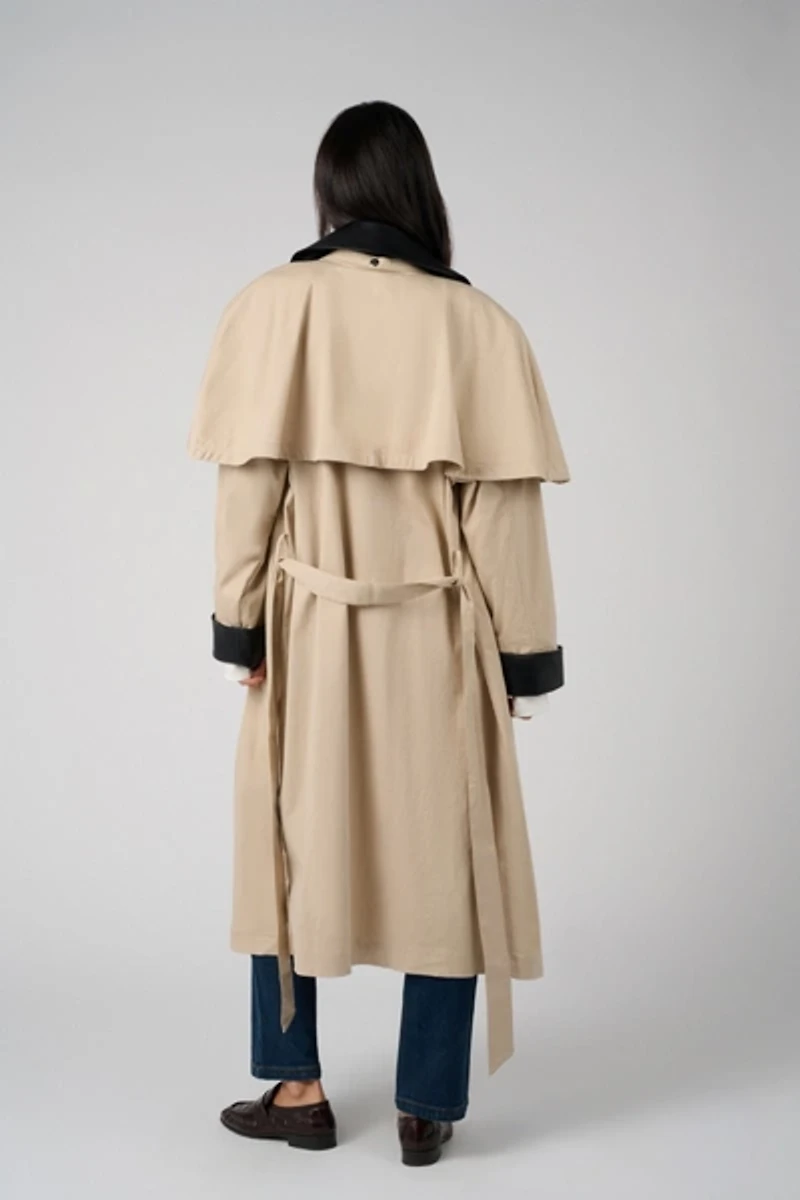 WeWoreWhat Vegan Leather Trim Trench Coat