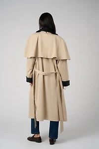 WeWoreWhat Vegan Leather Trim Trench Coat