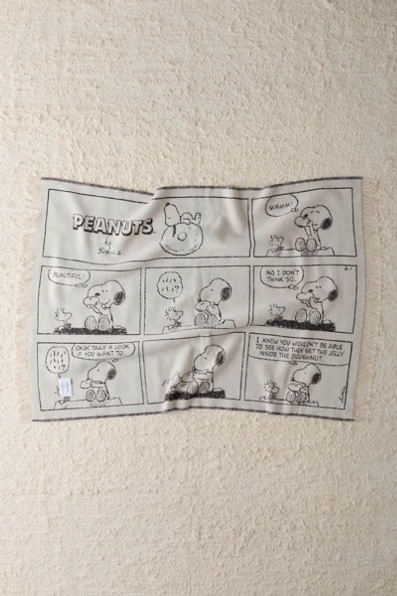Maison Deux X Peanuts Snoopy Doughnut Comic Strip Wool Fleece Throw Blanket