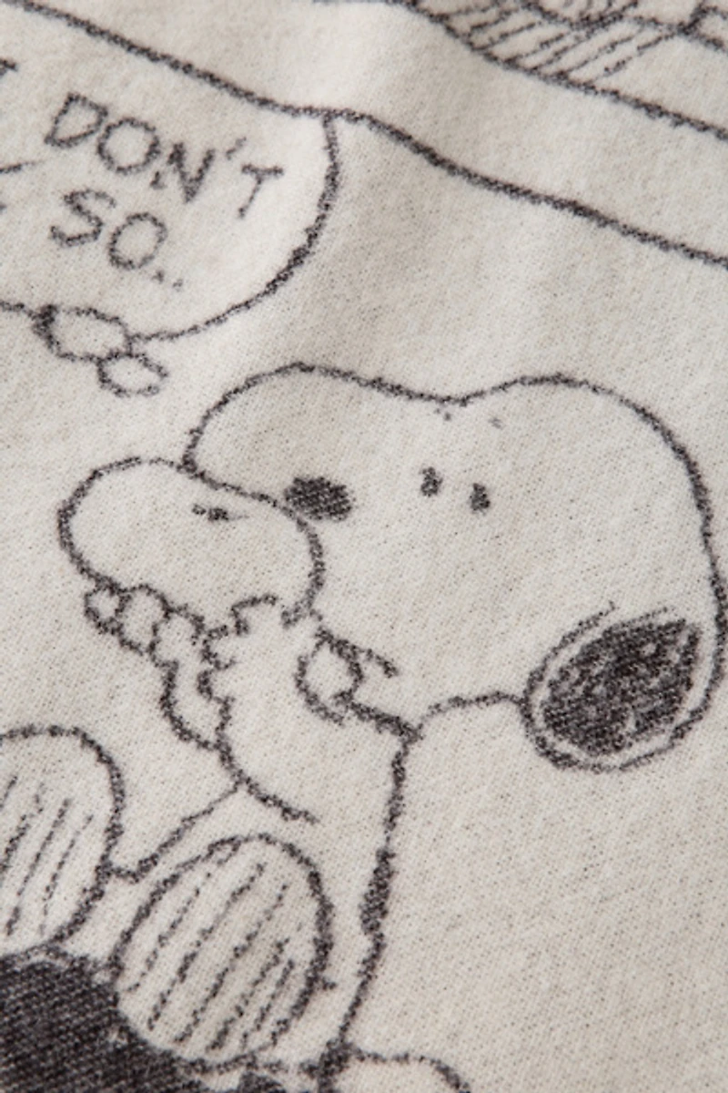 Maison Deux X Peanuts Snoopy Doughnut Comic Strip Wool Fleece Throw Blanket