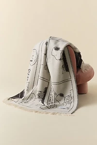 Maison Deux X Peanuts Snoopy Doughnut Comic Strip Wool Fleece Throw Blanket