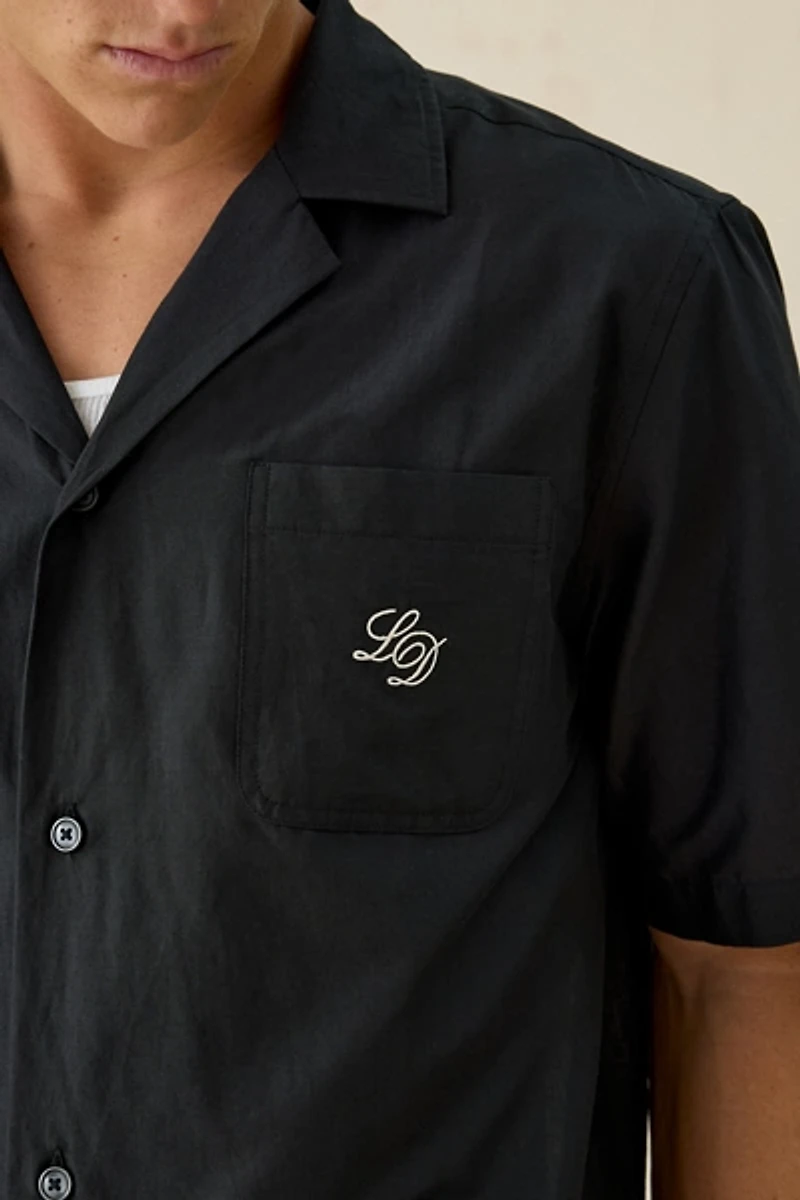 Les Deux Embroidered Border Button-Down Shirt