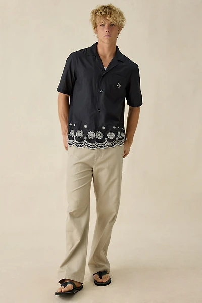 Les Deux Embroidered Border Button-Down Shirt