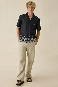 Les Deux Embroidered Border Button-Down Shirt