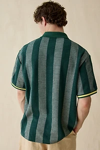 Les Deux Jacquard Stripe Short Sleeve Polo Sweater