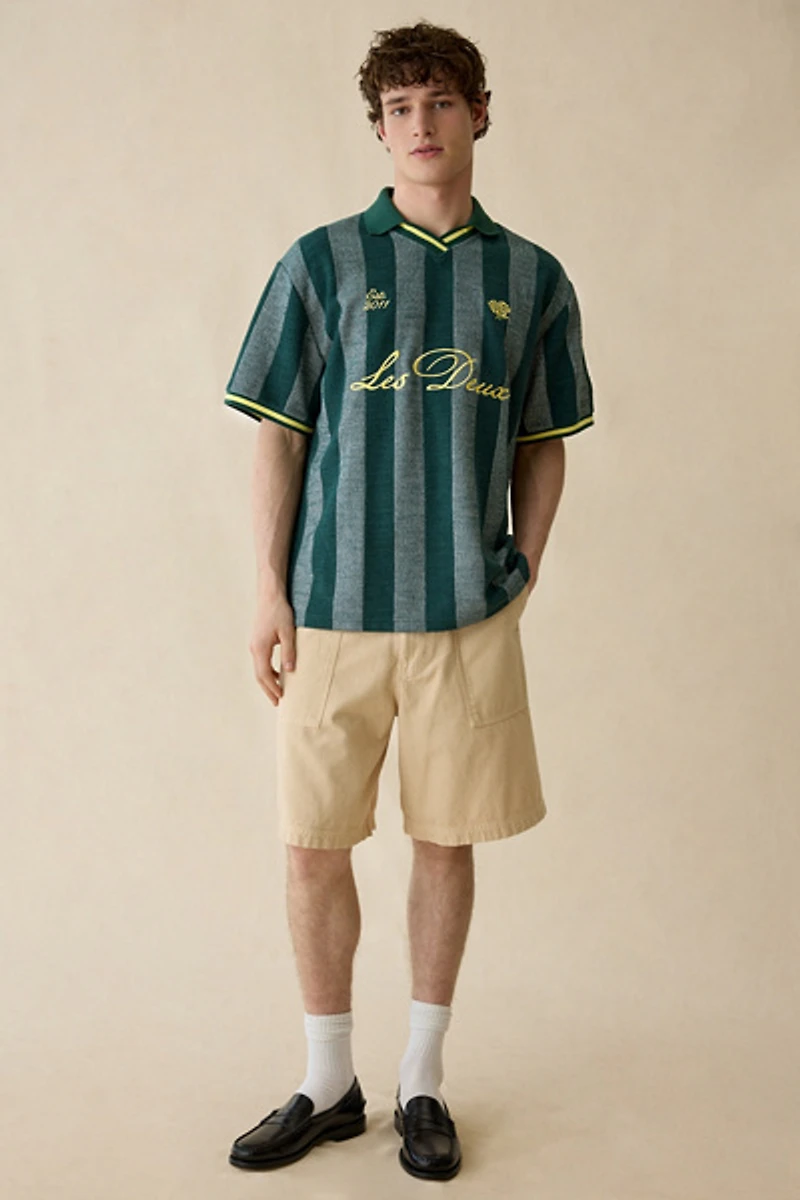 Les Deux Jacquard Stripe Short Sleeve Polo Sweater