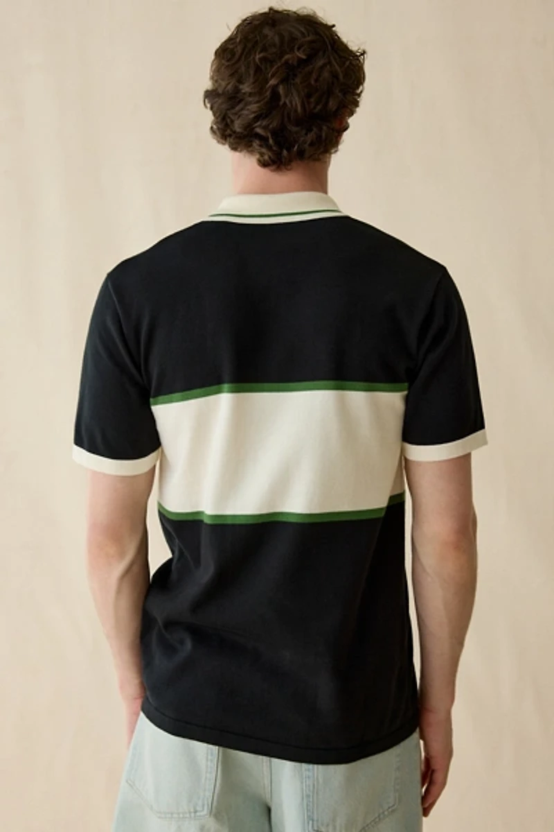 Les Deux Logo Quarter Zip Short Sleeve Polo Sweater
