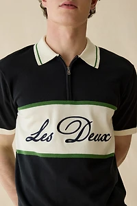 Les Deux Logo Quarter Zip Short Sleeve Polo Sweater