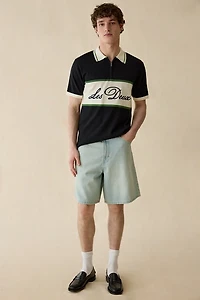Les Deux Logo Quarter Zip Short Sleeve Polo Sweater