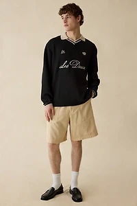 Les Deux Logo Waffle Knit Polo Sweater