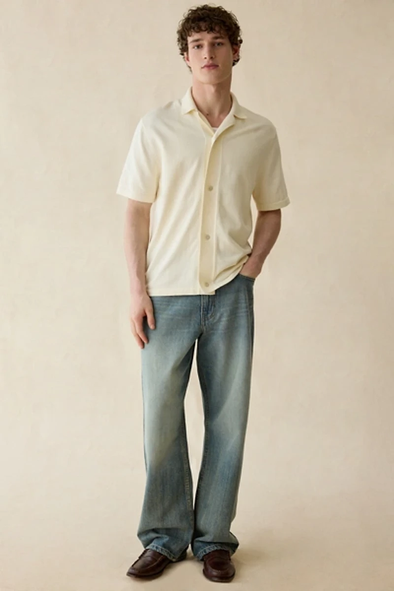 Les Deux Bouquet Knit Short Sleeve Polo Sweater