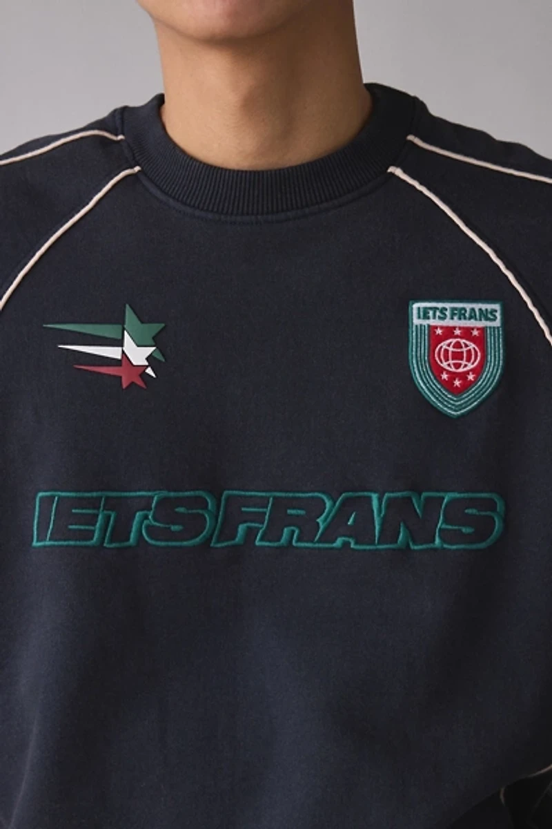 iets frans… Piping Trim Embroidered Soccer Crew Neck Sweatshirt