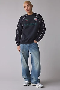 iets frans… Piping Trim Embroidered Soccer Crew Neck Sweatshirt