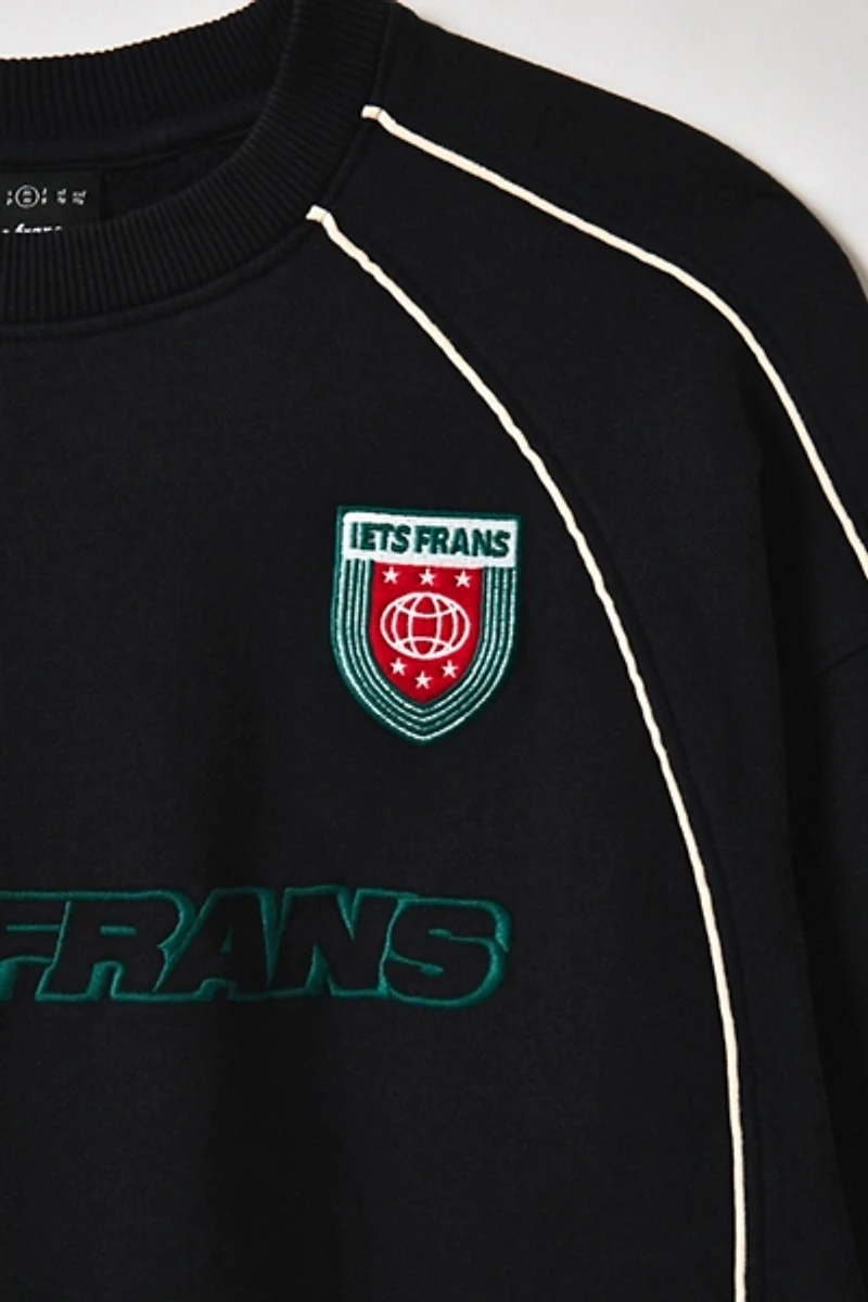 iets frans… Piping Trim Embroidered Soccer Crew Neck Sweatshirt