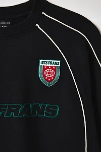 iets frans… Piping Trim Embroidered Soccer Crew Neck Sweatshirt