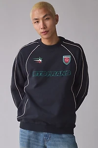 iets frans… Piping Trim Embroidered Soccer Crew Neck Sweatshirt
