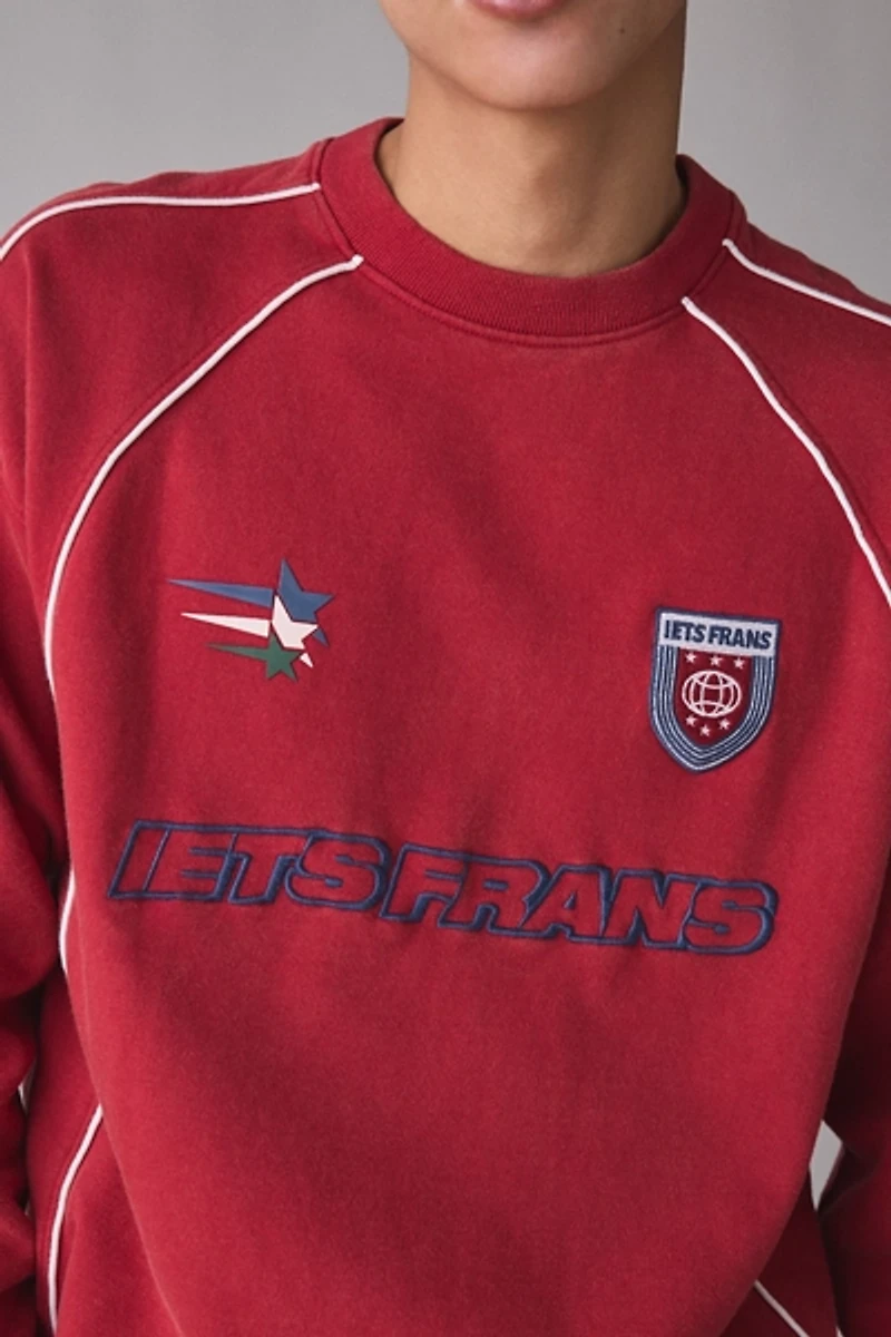 iets frans… Piping Trim Embroidered Soccer Crew Neck Sweatshirt