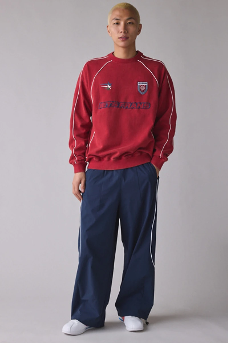 iets frans… Piping Trim Embroidered Soccer Crew Neck Sweatshirt