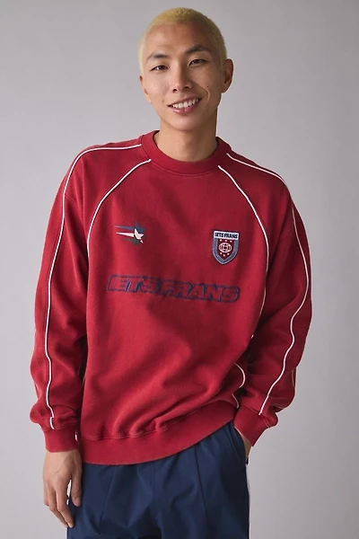 iets frans… Piping Trim Embroidered Soccer Crew Neck Sweatshirt