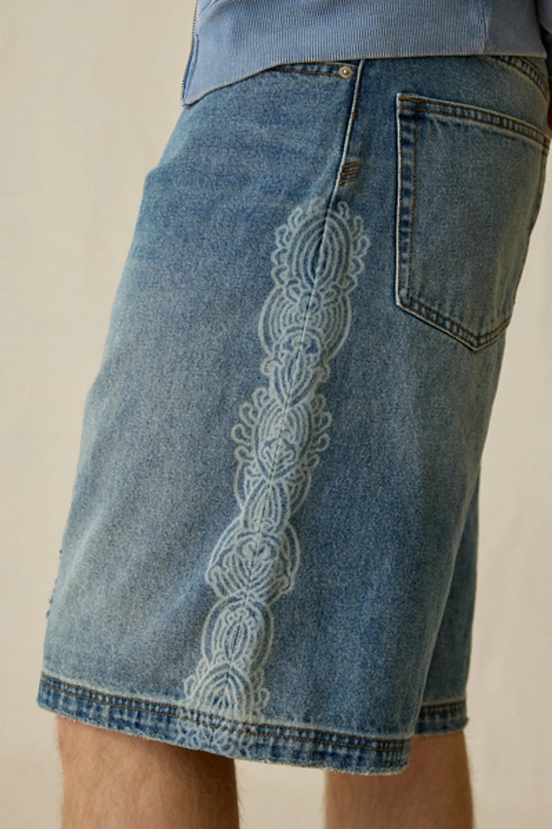 BDG Astro Graphic Baggy Washed Denim Jorts