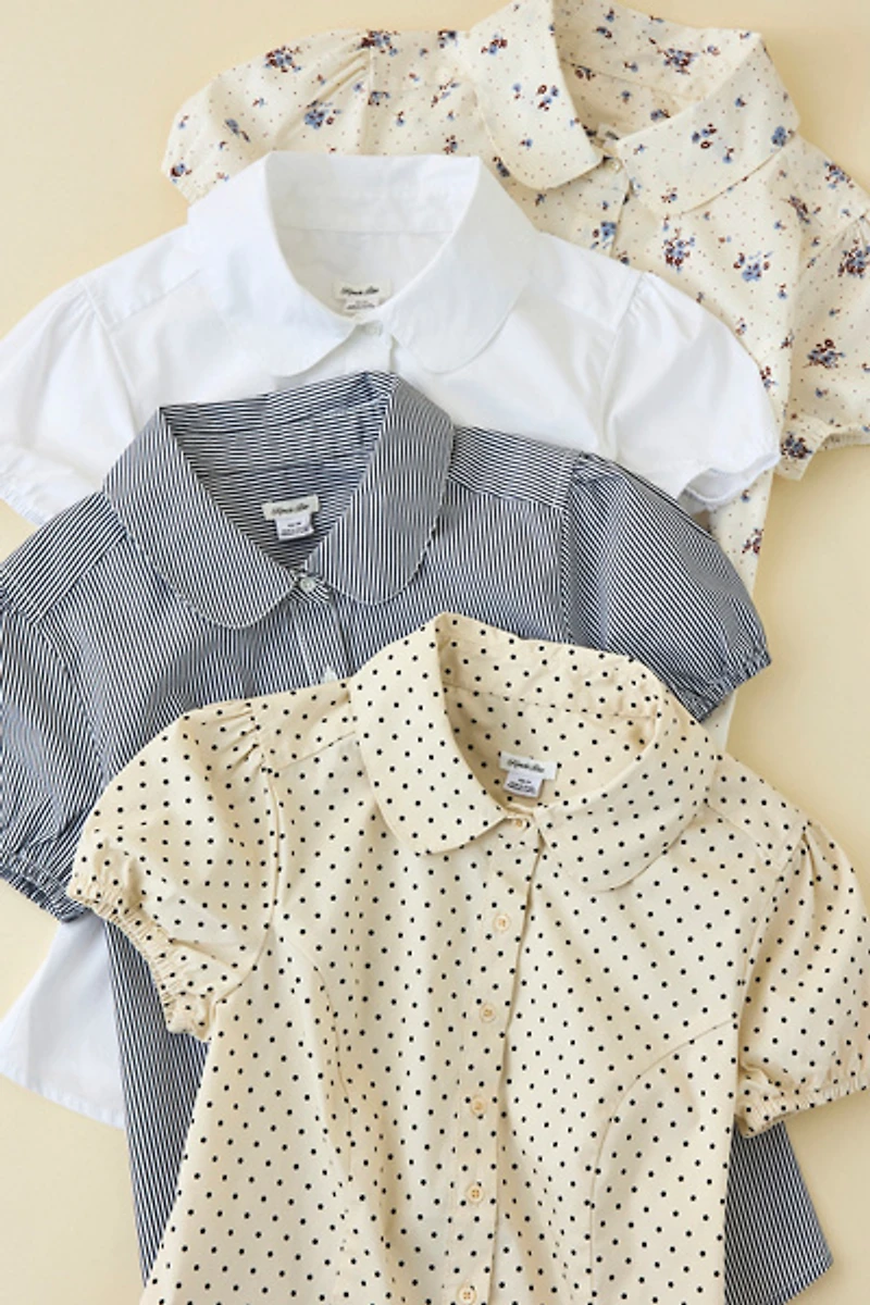 Kimchi Blue Clover Rounded Collar Short Sleeve Button-Down Shirt